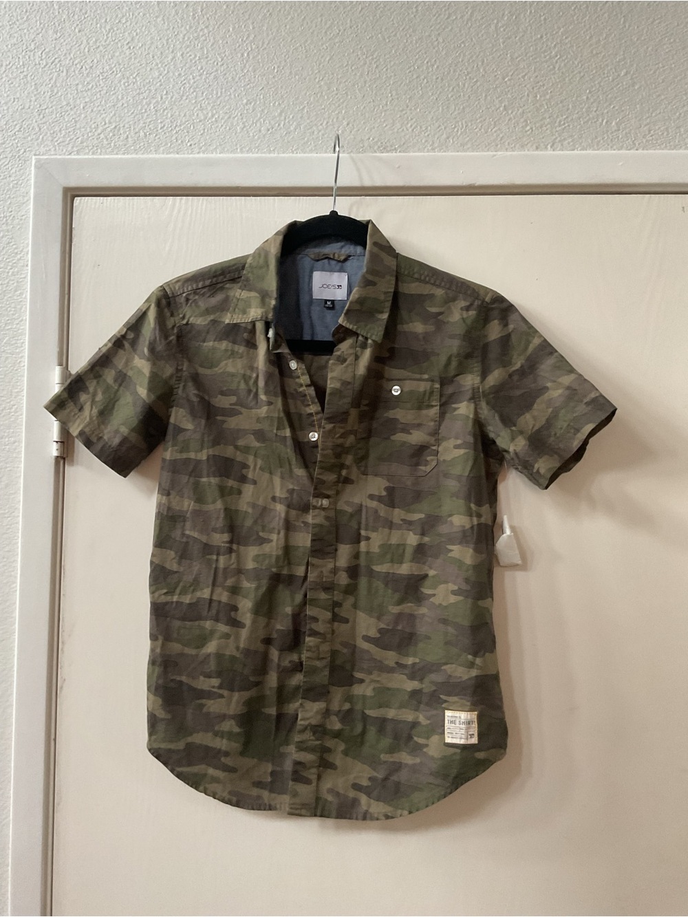 Joe's Jeans Short Sleeve Camo Button-Down Shirt - Olive & Dark Green
